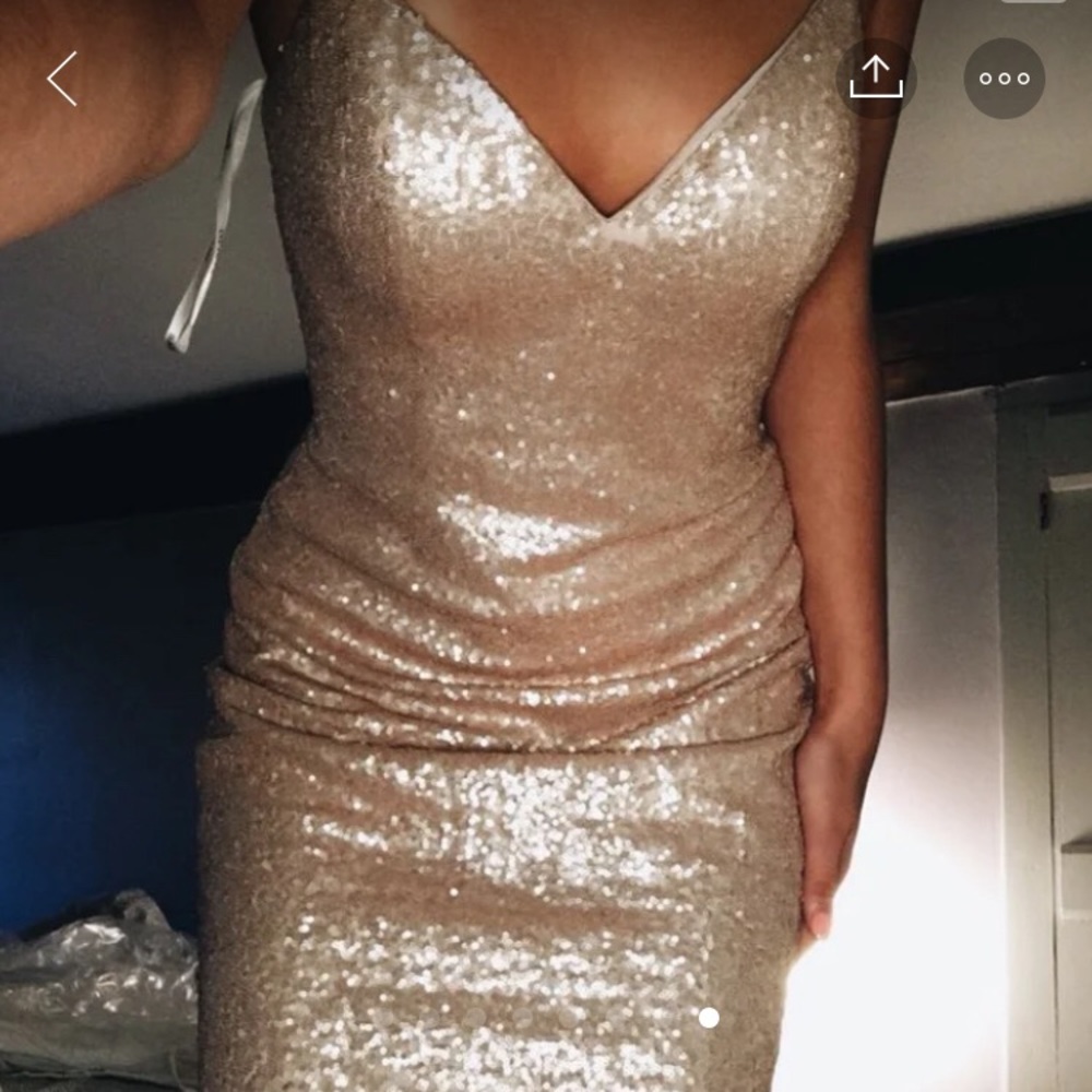 Prom dress glitter champagne gold altered to size2